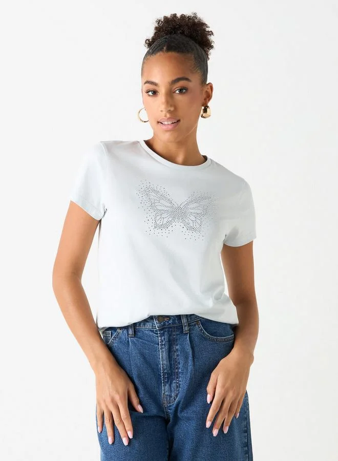 سبلاش فيڤ تيشيرت بياقة مستديرة مزين بأكمام قصيرة