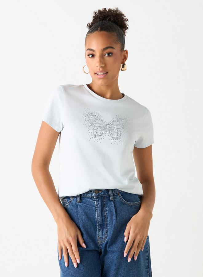 سبلاش فيڤ تيشيرت بياقة مستديرة مزين بأكمام قصيرة - Image 1