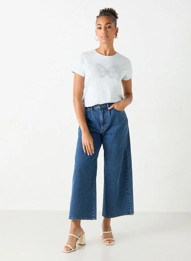 سبلاش فيڤ تيشيرت بياقة مستديرة مزين بأكمام قصيرة