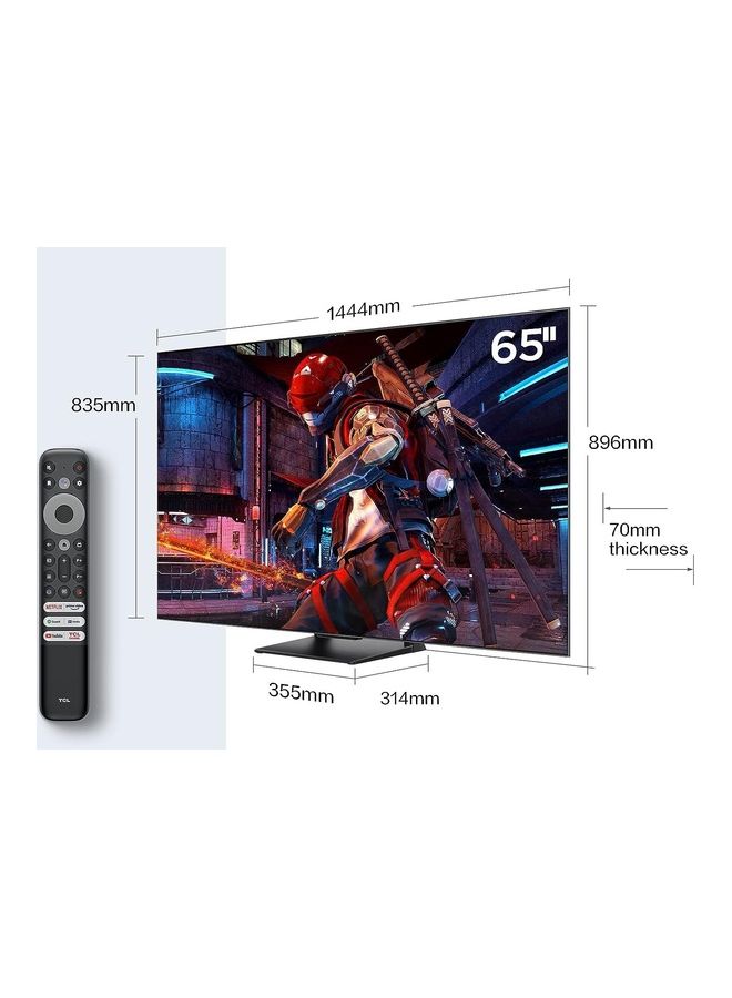 تي سي إل تلفزيون ذكي 65 بوصة 4K Ultra HD QLED، تلفزيون Google مع تحكم صوتي بدون استخدام اليدين، Game Master 2.0، Dolby Vision IQ-Atmos، HDR 1000 Nits، IMAX Enhanced، 144HZ VRR، موديل 2023 - Image 3