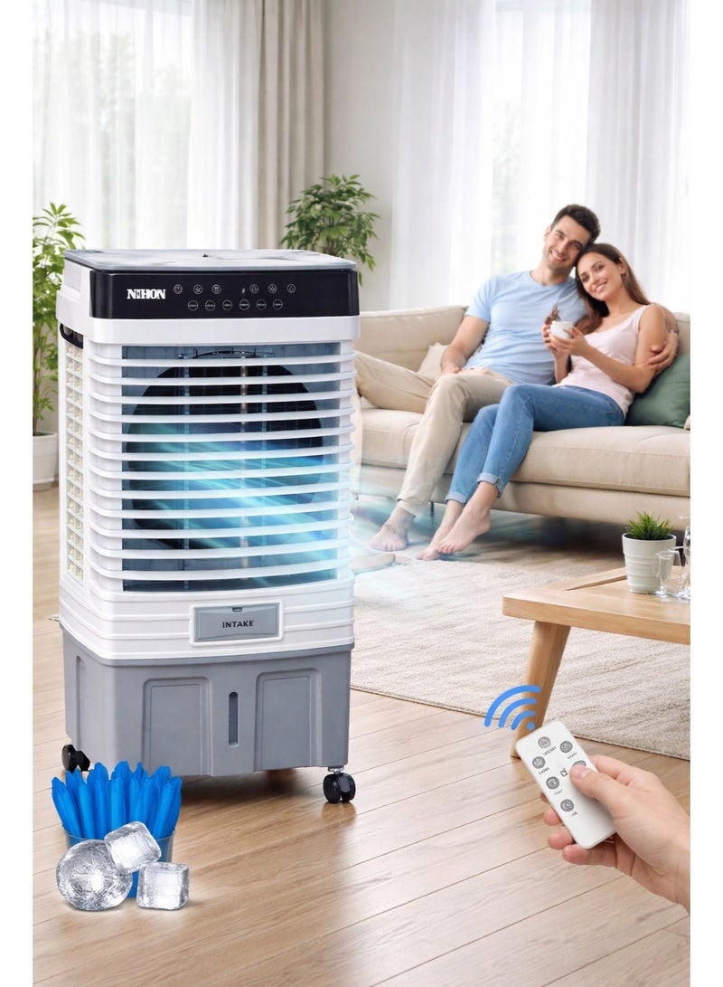 Nihon YJF-45R Portable Air Cooler 25L – Compact Evaporative Cooler with 4500m³/h Airflow, 100W Energy Efficient Cooling Fan for Home, Office & Personal Use - Image 3