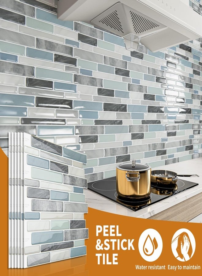 WOWSTAR 10-Sheet Peel and Stick Backsplash Tile for Kitchen, Back Splash Stick On Tiles for Kitchen Wall (Grey and Blue) - Image 4