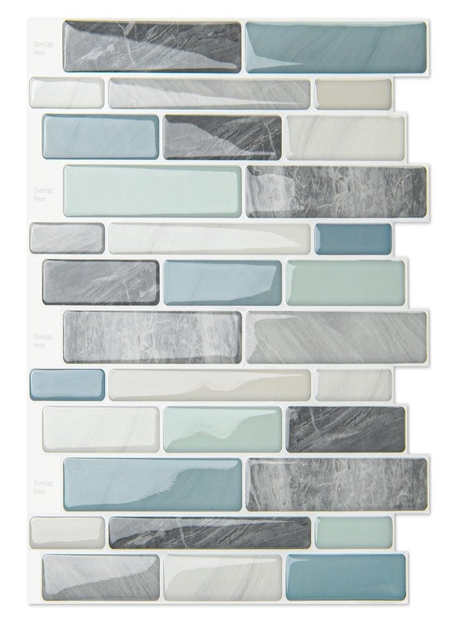 WOWSTAR 10-Sheet Peel and Stick Backsplash Tile for Kitchen, Back Splash Stick On Tiles for Kitchen Wall (Grey and Blue) - Image 1