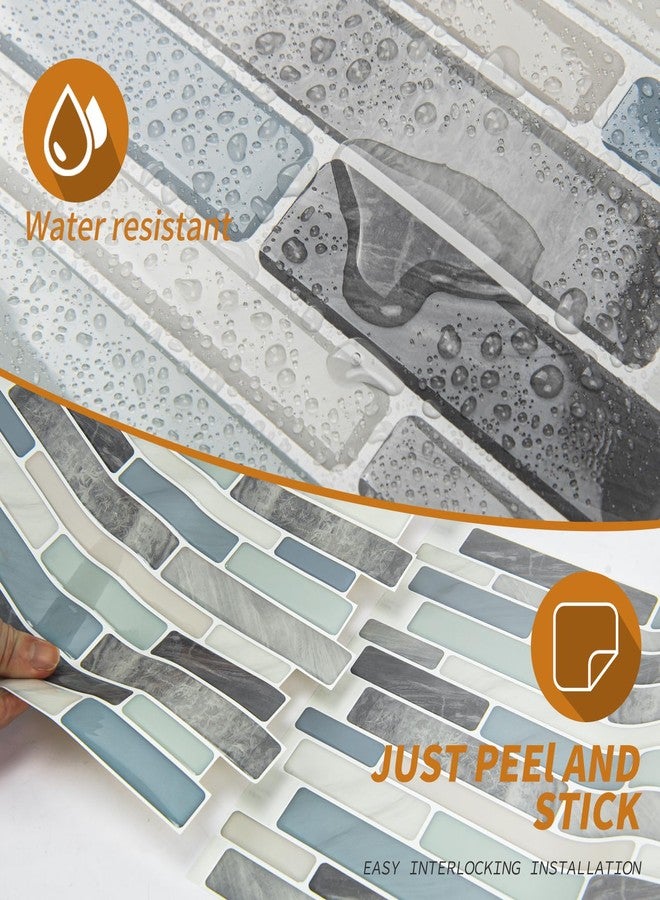WOWSTAR 10-Sheet Peel and Stick Backsplash Tile for Kitchen, Back Splash Stick On Tiles for Kitchen Wall (Grey and Blue) - Image 5
