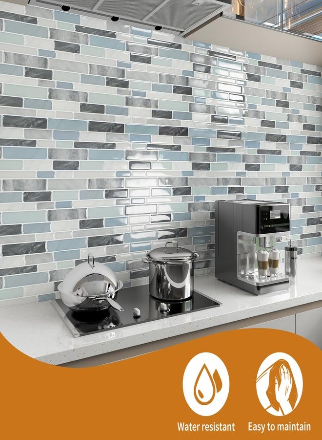 WOWSTAR 10-Sheet Peel and Stick Backsplash Tile for Kitchen, Back Splash Stick On Tiles for Kitchen Wall (Grey and Blue) - Image 2