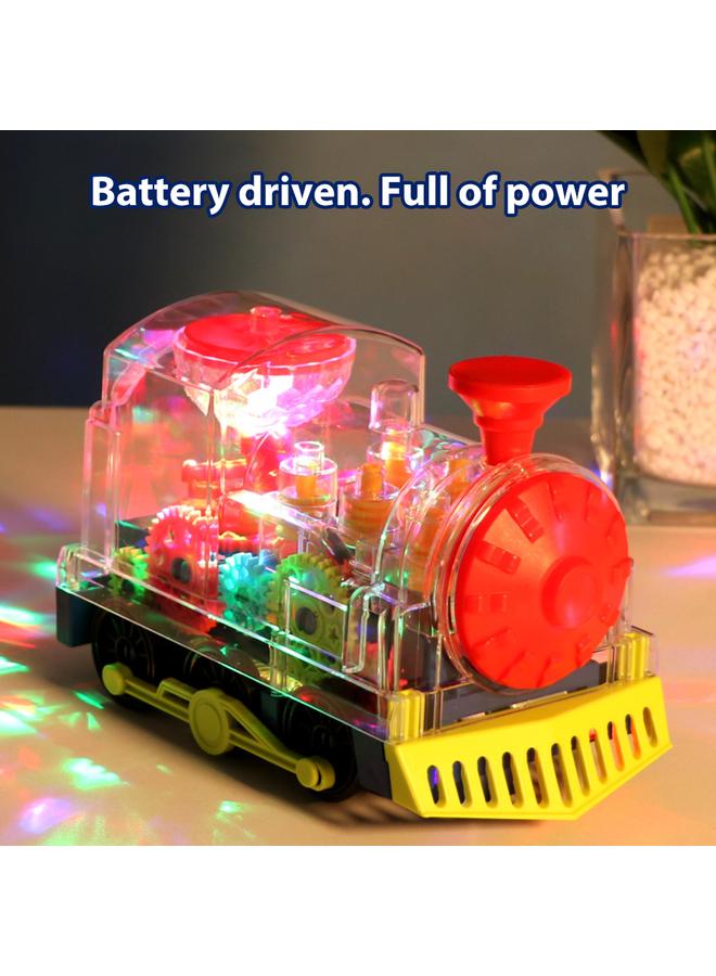 NIBEMINENT Electric Train Set Transparent Gear with Music Light Rotating Toy Children s Birthday Gift for  - Image 4