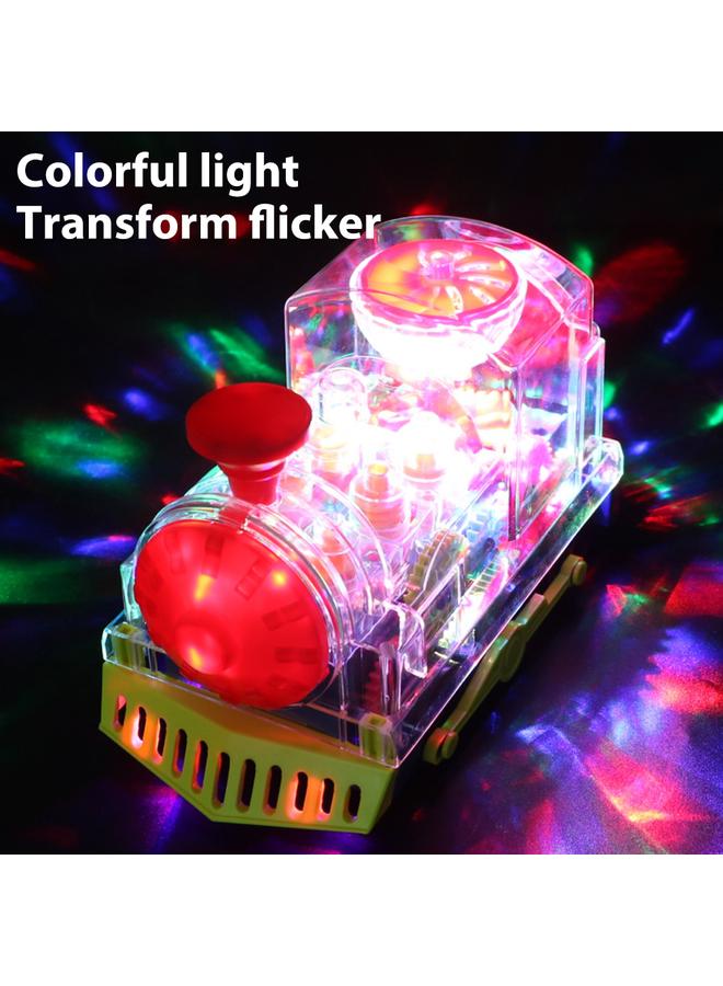 NIBEMINENT Electric Train Set Transparent Gear with Music Light Rotating Toy Children s Birthday Gift for  - Image 3