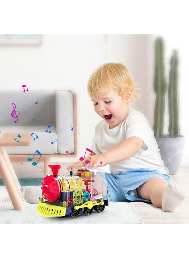 NIBEMINENT Electric Train Set Transparent Gear with Music Light Rotating Toy Children s Birthday Gift for  - Image 5