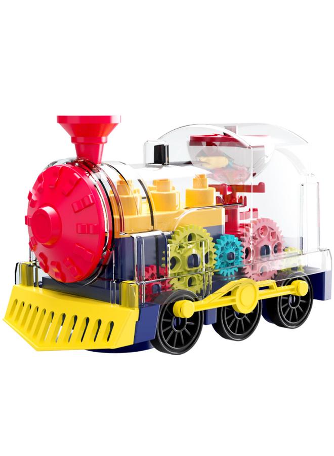 NIBEMINENT Electric Train Set Transparent Gear with Music Light Rotating Toy Children s Birthday Gift for  - Image 1