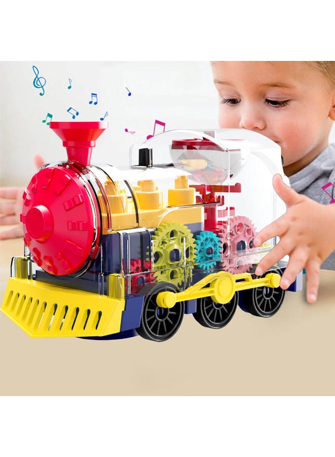 NIBEMINENT Electric Train Set Transparent Gear with Music Light Rotating Toy Children s Birthday Gift for  - Image 2