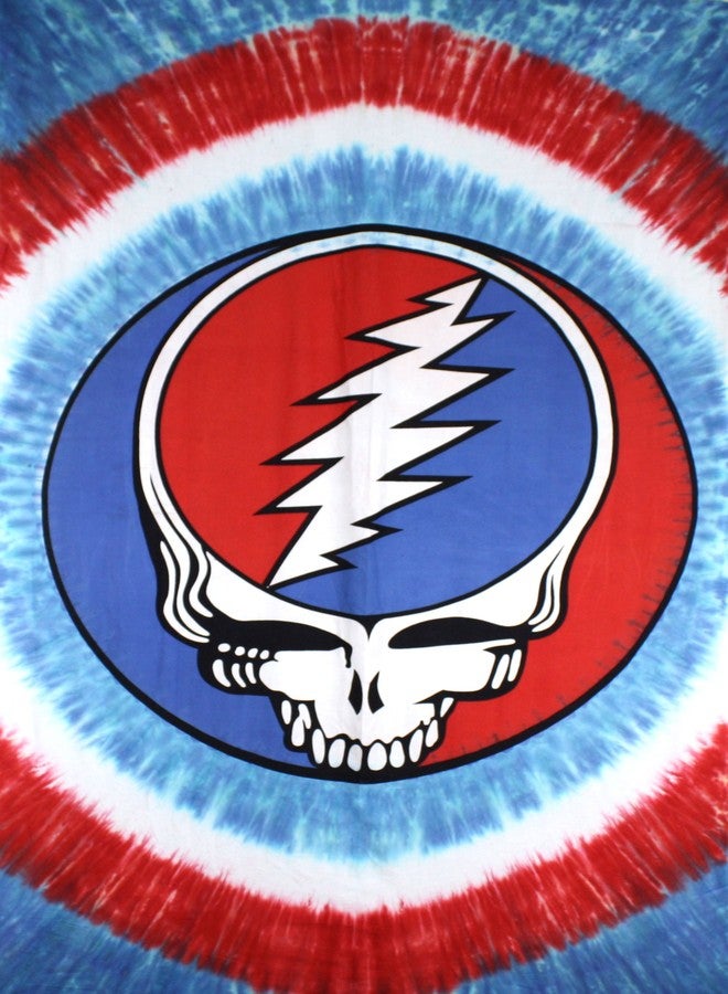 صن شاين جوي لوحة جدارية مطبوعة بنمط "Sunshine Joy Grateful Dead" الوطني، بتصميم "Steal Your Face"، بنمط ربطة العنق المصبوغة، مقاس كبير 60 × 90 بوصة، مناسبة للشاطئ - Image 1