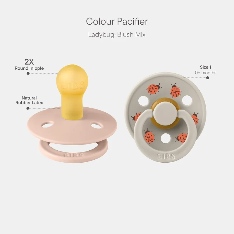 BIBS BIBS Studio Colour Pacifier 2 Pack - Ladybug Design