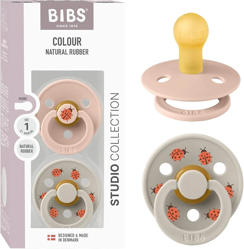 BIBS BIBS Studio Colour Pacifier 2 Pack - Ladybug Design