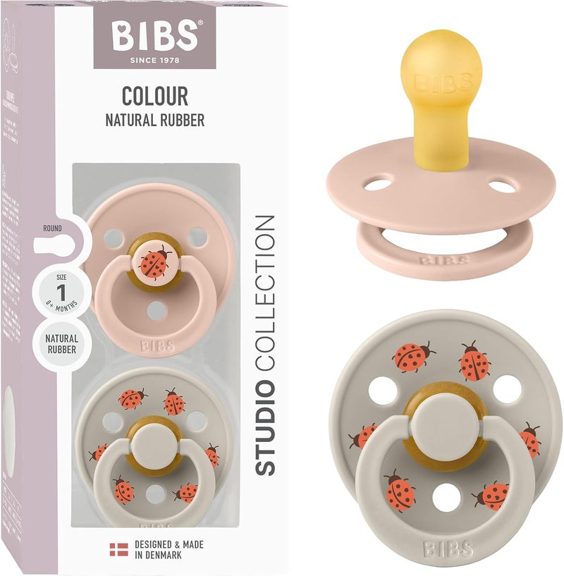 BIBS Studio Colour Pacifier 2 Pack - Ladybug Design - Image 1