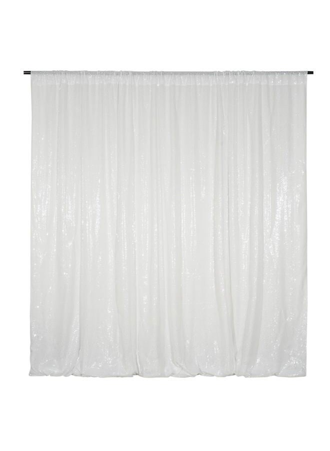 Poise3EHome White Sequin Backdrop, 8FT x 10FT Sequin Photography Backdrop Curtain for Party Decoration - Image 1