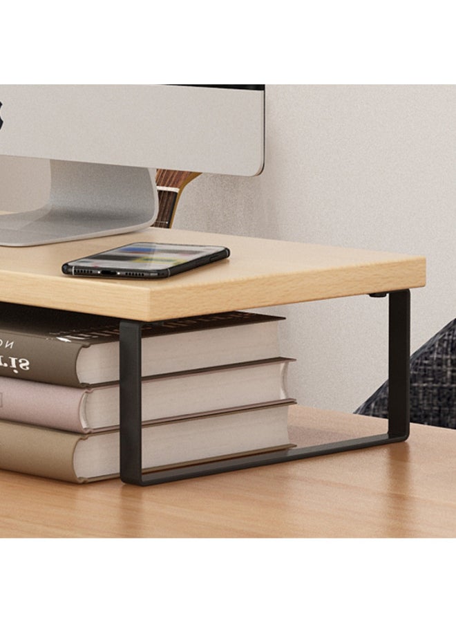 Generic - Computer Elevated Rack Monitor Bracket Pad High Base Desktop Storage Rack Bracket Desktop Storage Shelf Load-bearing-color:Raw Wood Grain + White Frame 30x20x15 Cm - Image 1