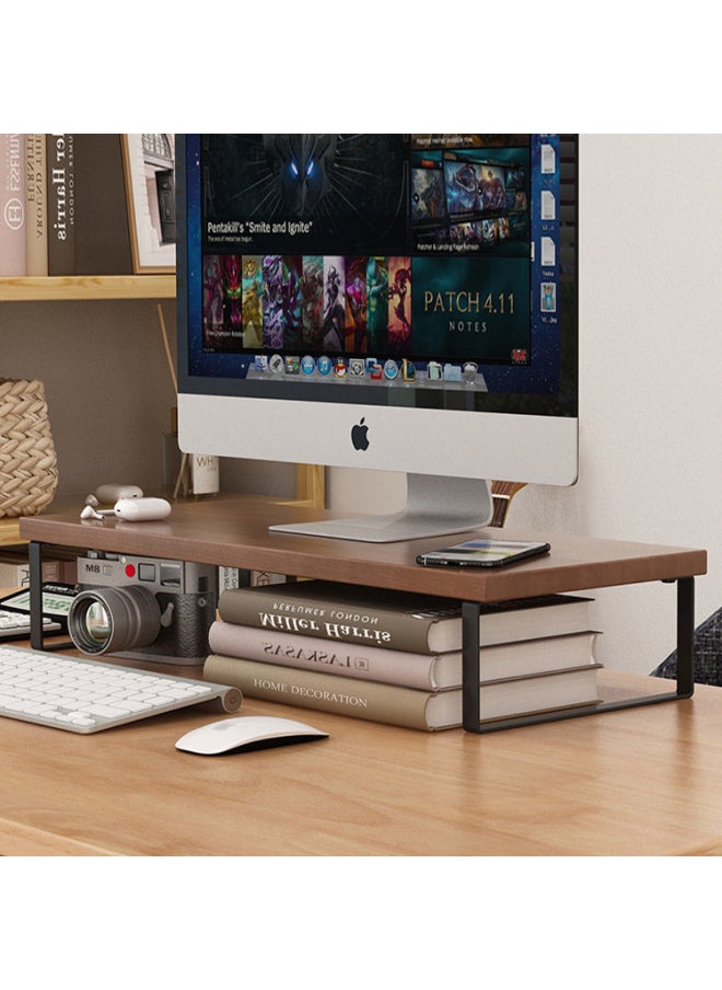 Generic - Computer Elevated Rack Monitor Bracket Pad High Base Desktop Storage Rack Bracket Desktop Storage Shelf Load-bearing-color:Raw Wood Grain + White Frame 30x20x15 Cm - Image 1