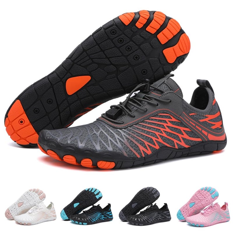 ELETON Hike Barefoot Shoes Womens Men Footwear,Pro-Healthy&Non-Slip Water Shoe for Women Men, Wide Toe Running Shoes Boots Sneakers Unisex Orange - Image 1