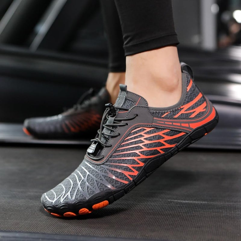 ELETON Hike Barefoot Shoes Womens Men Footwear,Pro-Healthy&Non-Slip Water Shoe for Women Men, Wide Toe Running Shoes Boots Sneakers Unisex Orange - Image 2