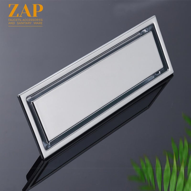 ZAP مصرف أرضي من الفولاذ المقاوم للصدأ بقطر 12 بوصة – قناة تصريف دش حديثة مع فخ للصراصير، ثقب جانبي وقلنسوة (حمام، شرفة، مطبخ) - Image 3