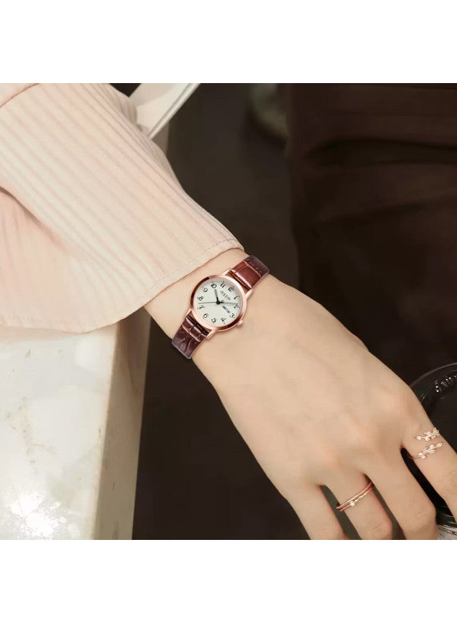 Julius Women's Watch Ja-1528b Brown Strap Gold Dial Quartz Waterproof Small Round Calendar Fashion Student Commuter - Image 5