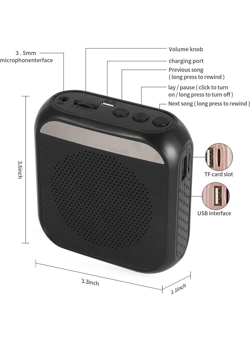 Flushrenic Voice Amplifier with Wired Microphone Headset, Portable Rechargeable PA System Speaker Personal Microphone Speech Amplifier, Loudspeaker for Teachers, Tour Guides/Coaches Metting/Yoga/Fitness (Black) - Image 2