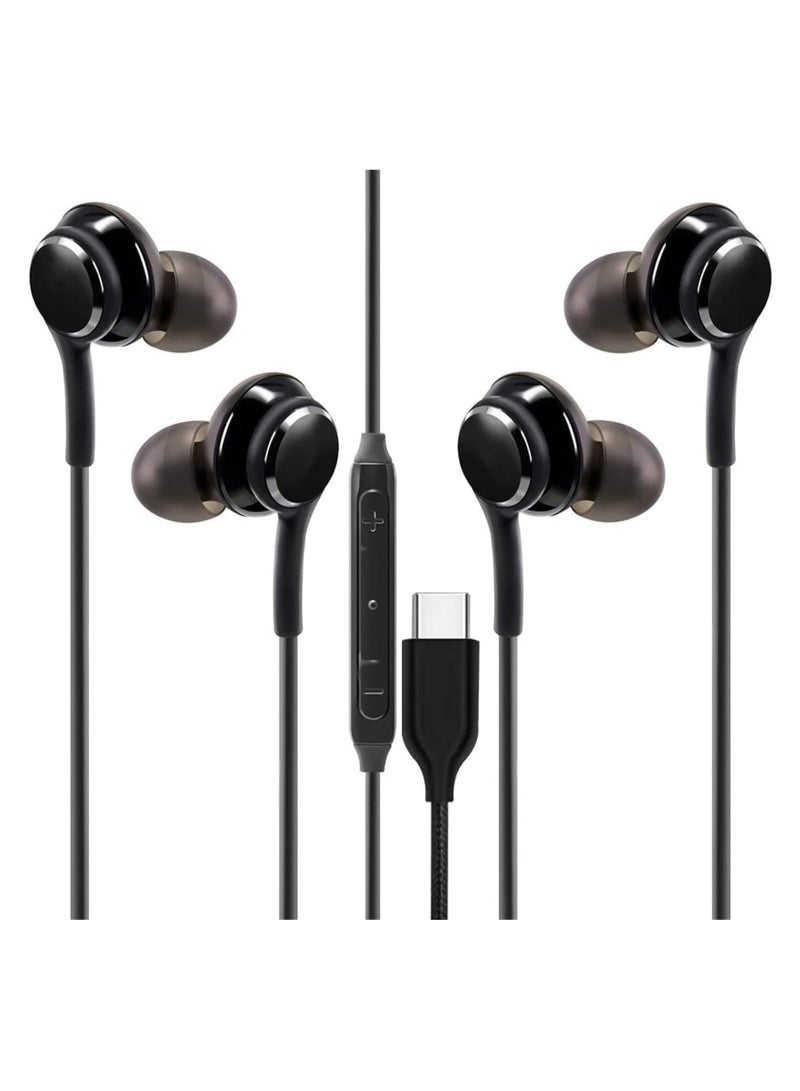 Captaintech 2 Packs USB C Headphones Compatible with Galaxy S23 Ultra S22, USB C Earphones with Mic, in-Ear Headphones, Designed Compatible with AKG Wired Earbuds, USB Type C Earphones Fit for iPad Pro - Image 1