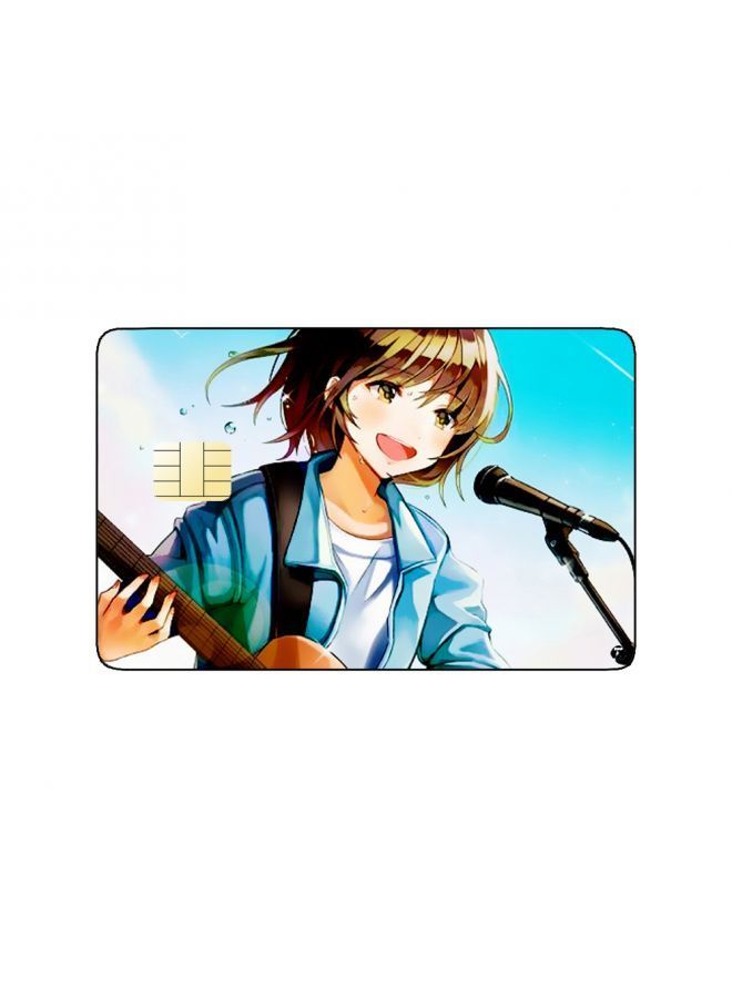 RKN PRINTED BANK CARD STICKER Cute Anime Girl Drawing With Guitar - Image 1