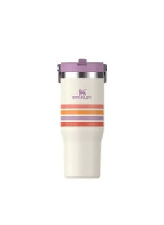 STANLEY 30oz IceFlow Reusable Tumbler with Straw – Striped Purple Varsity Collection | Leak-Resistant, BPA-Free, Stainless Steel Insulated Cup | Keeps Drinks Cold for Hours | Perfect for Home, Office, Gym, or Travel