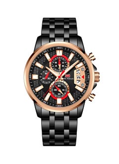 MINI FOCUS MINI FOCUS Chronograph Quartz Watch for Men with Stainless Steel Bracelet Luxury Sport Analog Wristwatch with Date Black  - Image 1