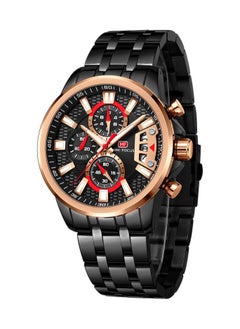 MINI FOCUS MINI FOCUS Chronograph Quartz Watch for Men with Stainless Steel Bracelet Luxury Sport Analog Wristwatch with Date Black  - Image 2