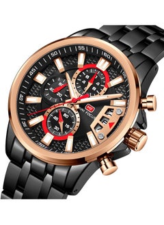 MINI FOCUS MINI FOCUS Chronograph Quartz Watch for Men with Stainless Steel Bracelet Luxury Sport Analog Wristwatch with Date Black  - Image 3