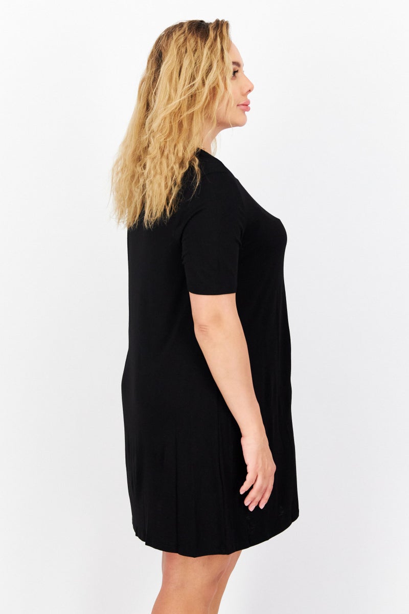 BCBG Women Plain Mini Dress, Black - Image 4