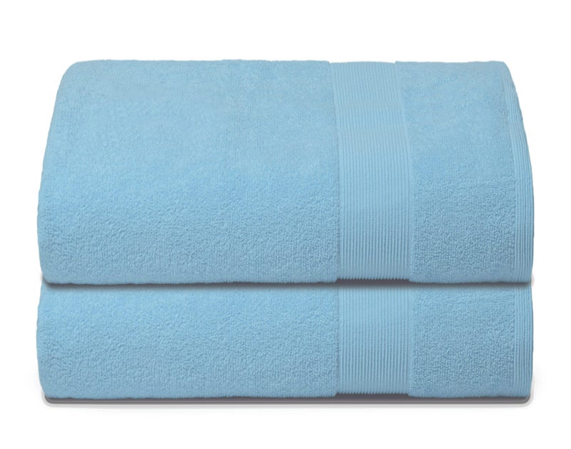 Belizzi Home Premium Cotton Oversized 2 Pack Bath Sheet 35x70100 Pure Cotton  Ideal for Everyday use  Ultra Soft  Highly Absorbent  Machine Washable  Sky Blue