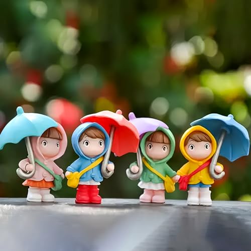 Ekhasa Nostrae Rainy Day Miniature Toys & Cute Miniatures Decorative Items | Small Figurines for Home Decor | Desk Decoration Miniature Things, Gifts & Mini Showpieces Desk Decor (Set of 4) - Image 1