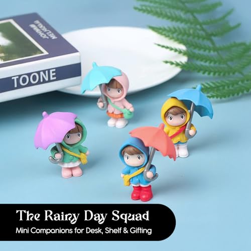 Ekhasa Nostrae Rainy Day Miniature Toys & Cute Miniatures Decorative Items | Small Figurines for Home Decor | Desk Decoration Miniature Things, Gifts & Mini Showpieces Desk Decor (Set of 4) - Image 2