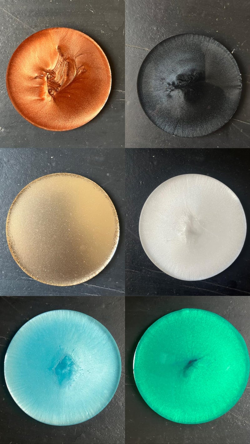 IRIKA Pearl Powder Art & Craft Pack - 7 x 20g (white, cpffee brown, black, special gold, sky blue, apple green, gold) nontoxic and mica powder based - Image 3