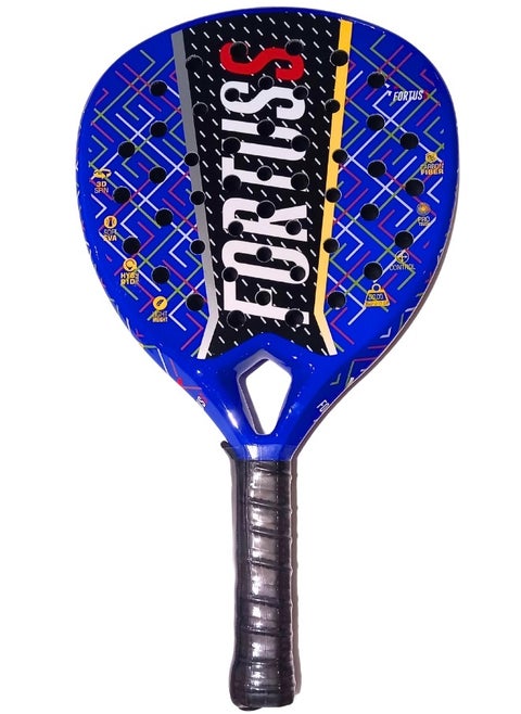 FORTUSS Padel Tennis Racket - Full Carbon Fiber - Glossy Shiny 3D Hexagon Surface with Light EVA Memory Flex Foam Core - Padel Racquet - Hybrid Teadrop Paddle Racket with Bag Included (Blue)