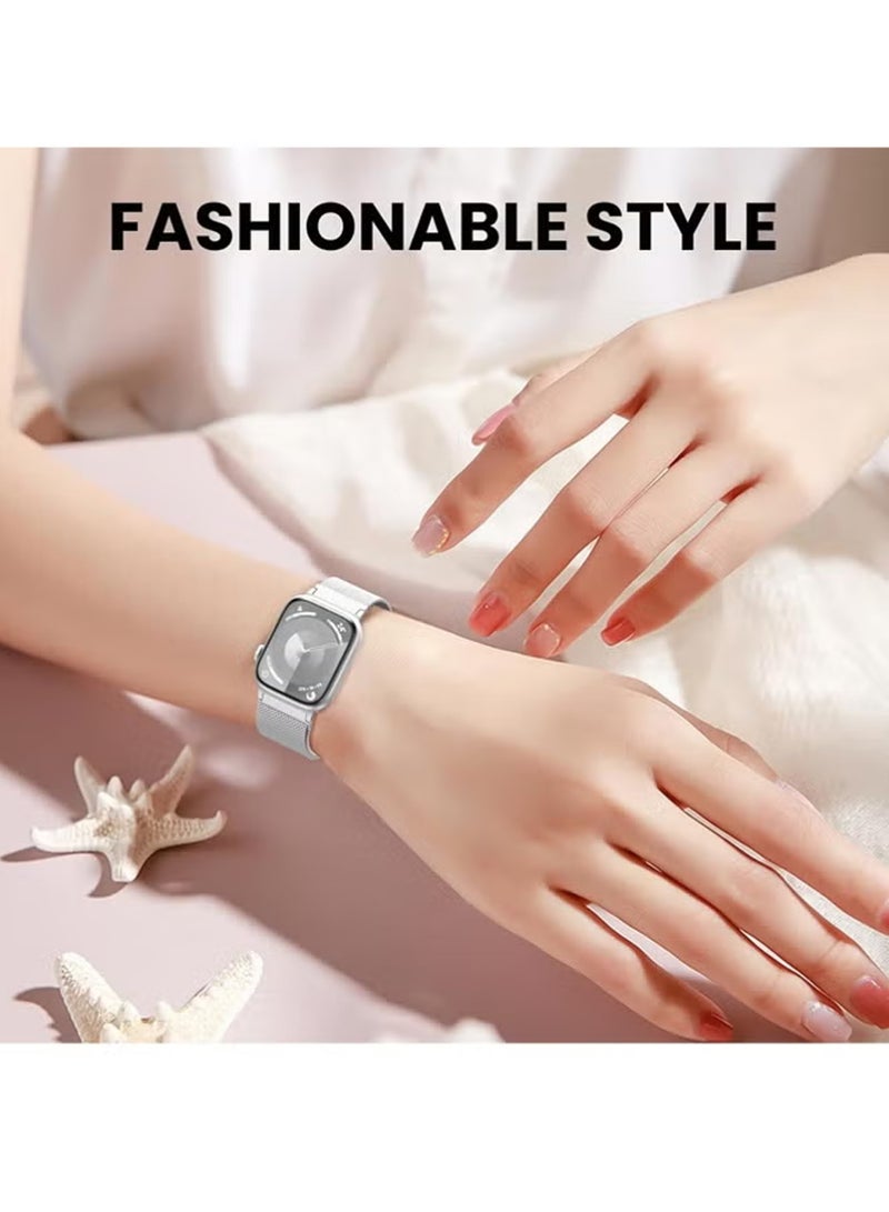 X-level 4 PCS Suitable for Huawei Watch Fit 3/Huawei Watch Fit 4/pro metal Milanese Magnetic Loop Watch Strap for Women & Men Magnetic Closure Adjustable Metal Band（Black / Silver / Rose Gold / Champagne Gold） - Image 5