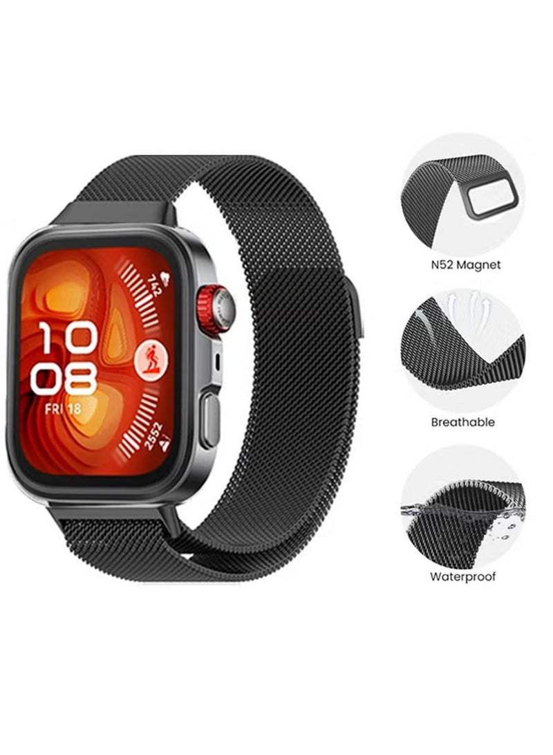 X-level 4 PCS Suitable for Huawei Watch Fit 3/Huawei Watch Fit 4/pro metal Milanese Magnetic Loop Watch Strap for Women & Men Magnetic Closure Adjustable Metal Band（Black / Silver / Rose Gold / Champagne Gold） - Image 2