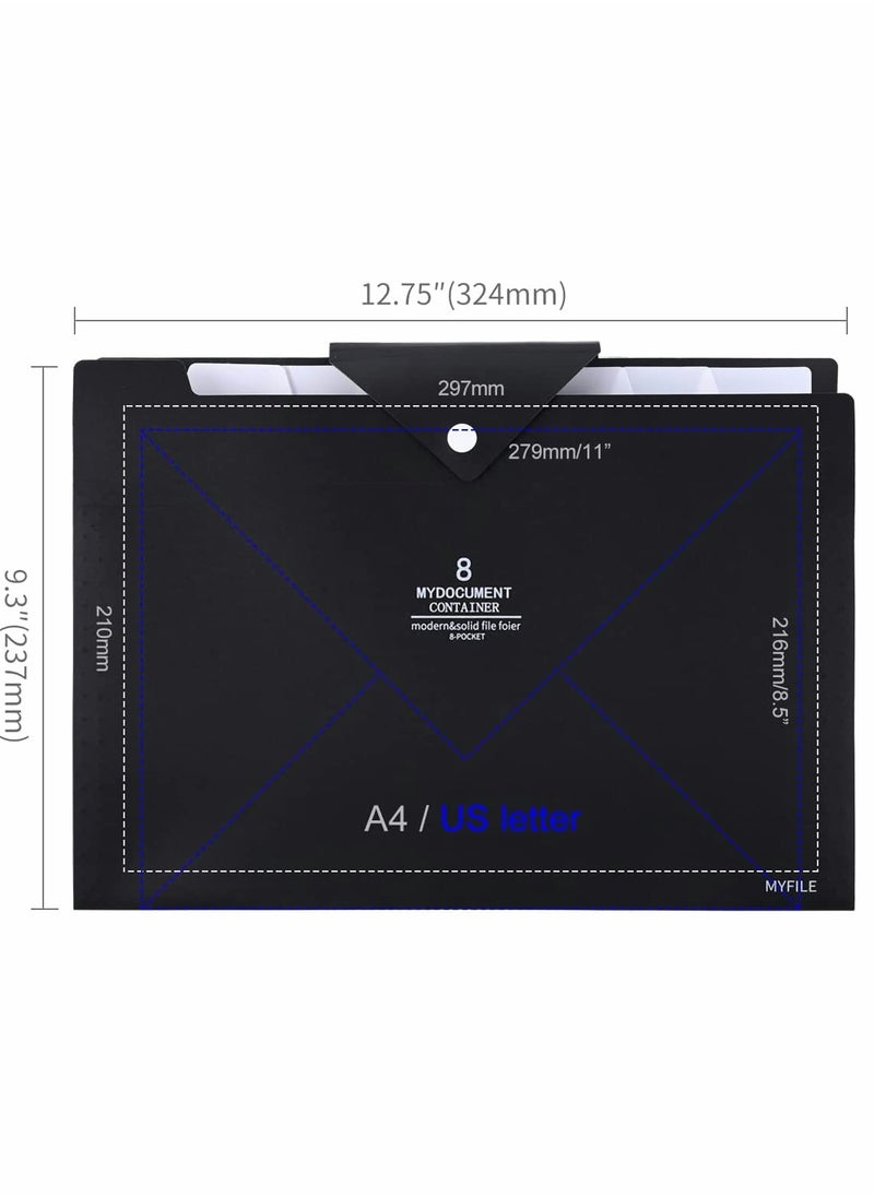 KASTWAVE - Expanding File Folder 8 Pockets Accordion Document Folder Organizer A4 Letter Paper File Organizer Pocket with Buckle Closure Plastic Expandable Files Folders for School Office Home - Image 1