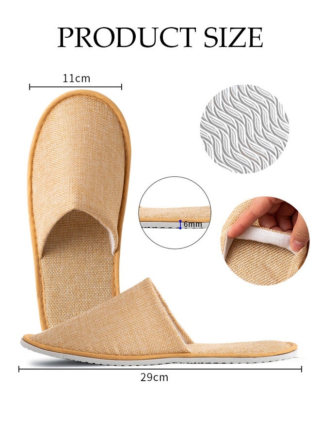 DUNISO 5Pair Linen Portable Travel Slippers Non-Slip Closed Toe Linen Disposable Guest Slippers Ultra Soft Lightweight Household Use Travel Slippers for Travel, Party Guest, Hotel and Spa - Image 2