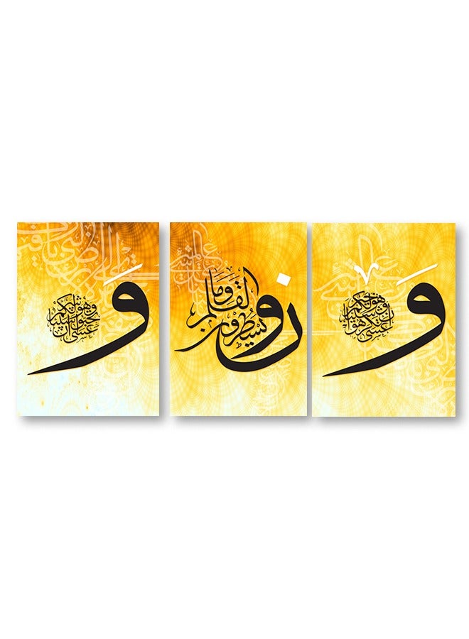 Marktna Set Of 3 Framed Canvas Wall Arts Stretched Over Wooden Frame with an Islamic Design - Image 2