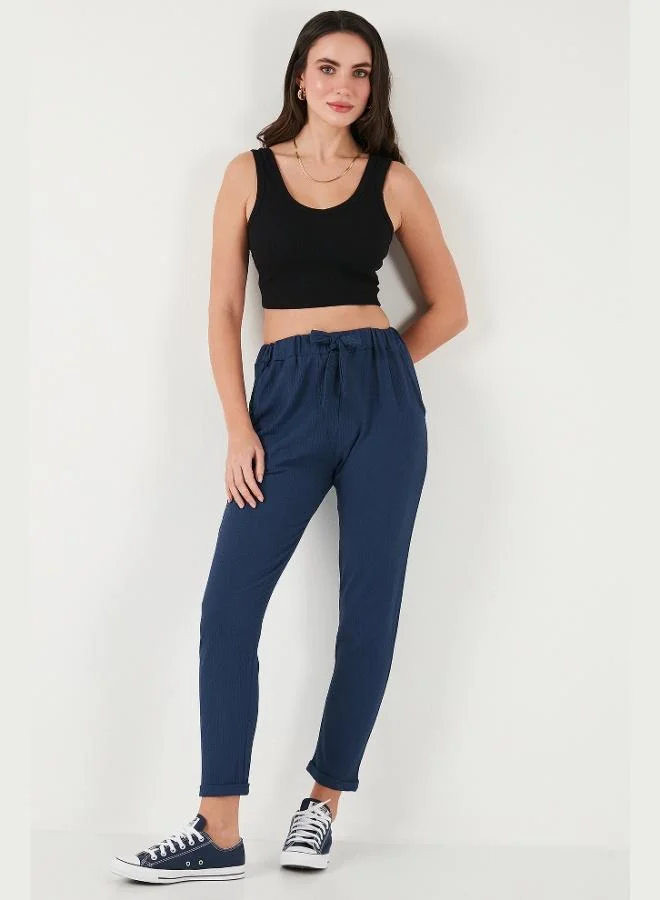 Lela Lela Waist-Tied Pocketed Short-Leg Slim-Fit Trousers Women's TROUSERS 5869017