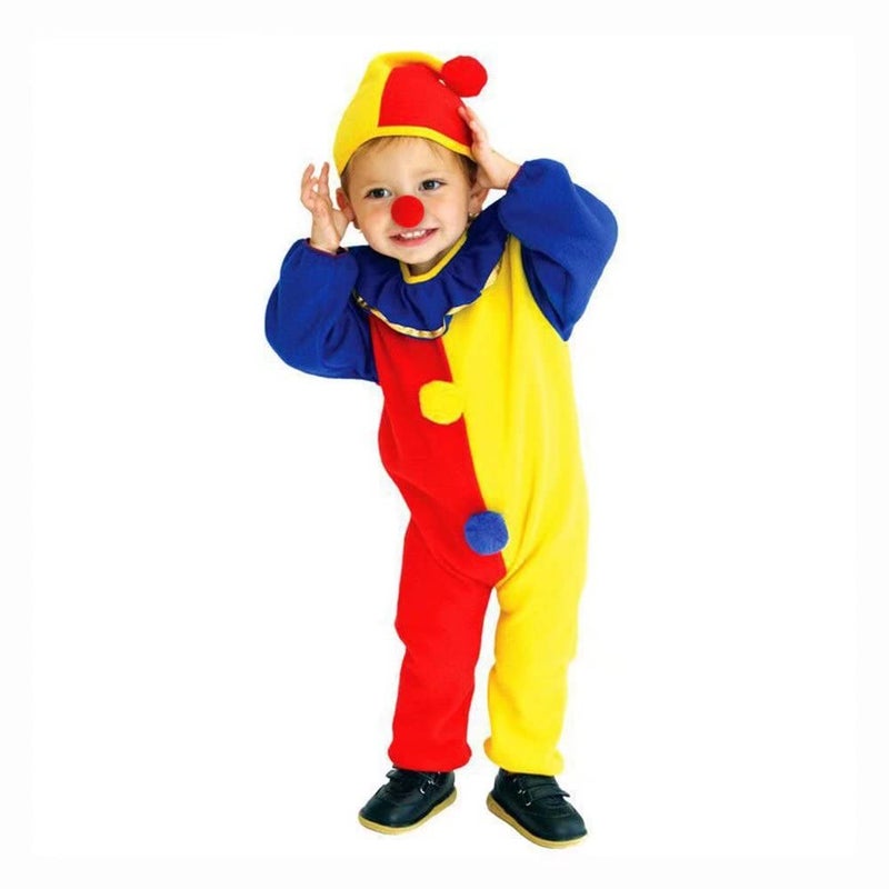 QIAONIUNIU Halloween Kids Clown Costume Jumpsuit with Clown Nose and Hat for 46 Year Olds