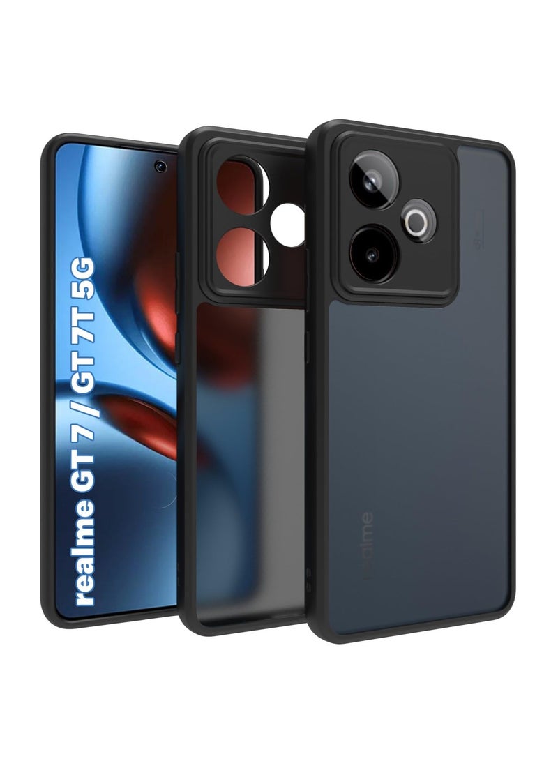 Case Cover Shockproof Hard PC Back Soft TPU Frame Matte Black Slim Protective Cover Compatible with  Realme GT 7/ Realme GT 7T ( Black) - Image 1