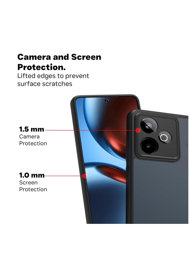 Case Cover Shockproof Hard PC Back Soft TPU Frame Matte Black Slim Protective Cover Compatible with  Realme GT 7/ Realme GT 7T ( Black) - Image 3