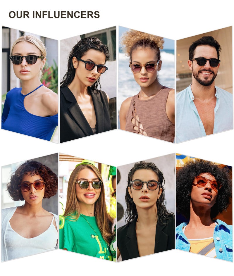 SOJOS Retro Small Round Sunglasses for Men Women Trendy Circle Style UV400 Lenses Unisex Sun Glasses SJ2251, Amber Tortoise Frame/Green Lens - Image 2