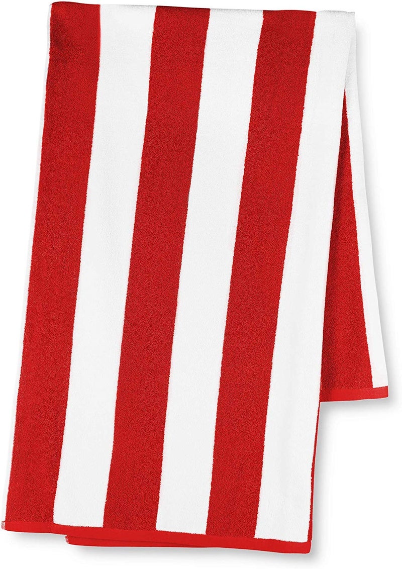 AMZ Large Beach & Pool Towel - 30"x60" Oversized Cabana Stripe, Hotel Quality-Luxuriously Soft, Absorbent & Plush Towel