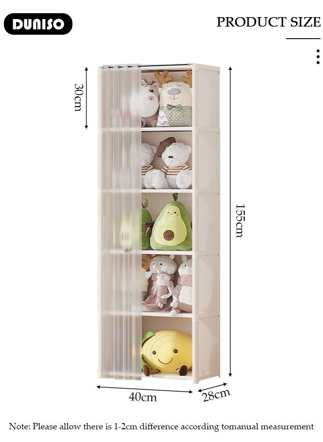 DUNISO 5-Cube Multi-Functional Closet Storage Shelves with Curtain, Cube Storage Organizer, Closet Organizer Storage, Portable Cabinet Shelving Bookshelf, DIY Bookcase, Living Room Office Closet Cubicle Rack  - Image 2